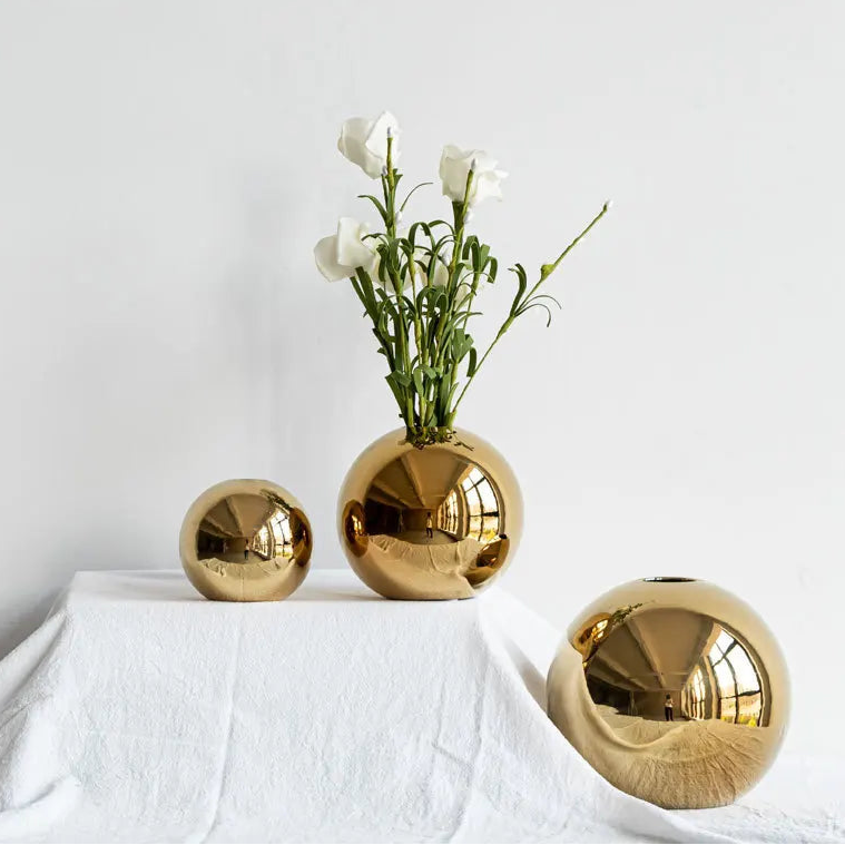 Plated Golden Ball Ceramic Vase