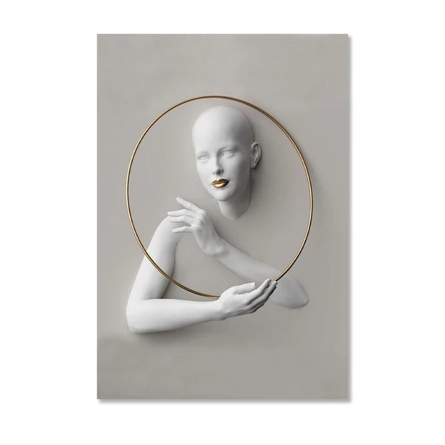 Abstract Nordic Women Portrait Canvas Print
