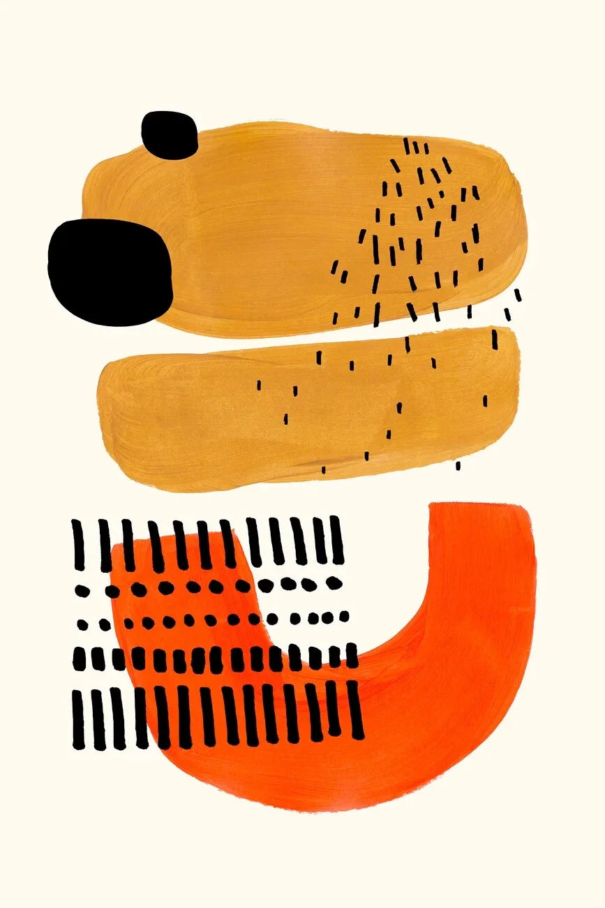 Mid-Century Abstract Orange Canvas Wall Art