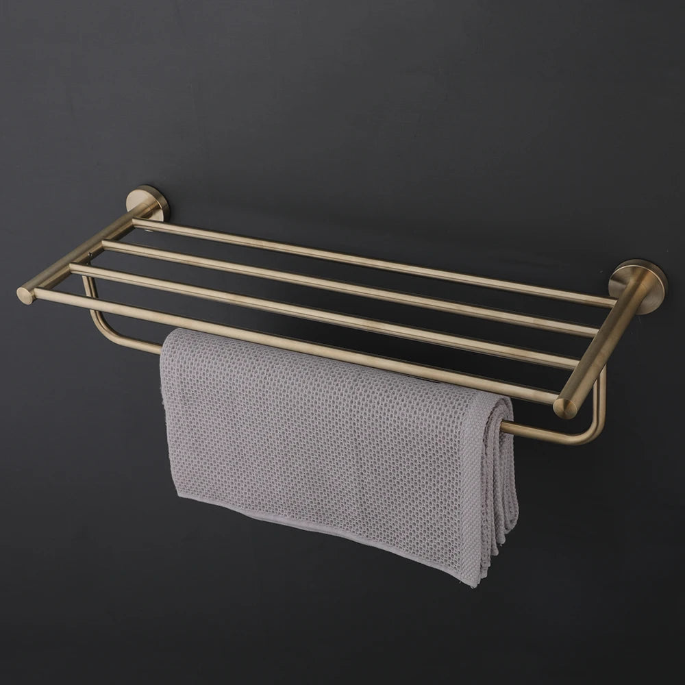 Brushed Gold Wall-Mounted Bathroom Hardware Set