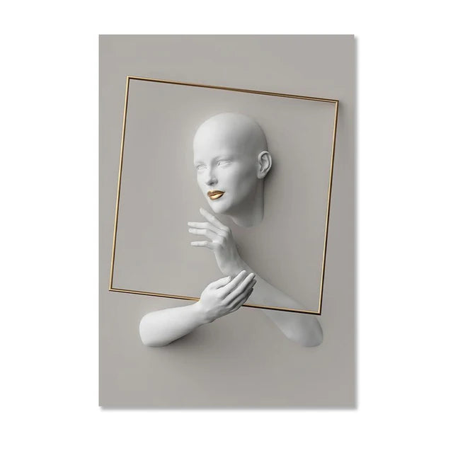 Abstract Nordic Women Portrait Canvas Print