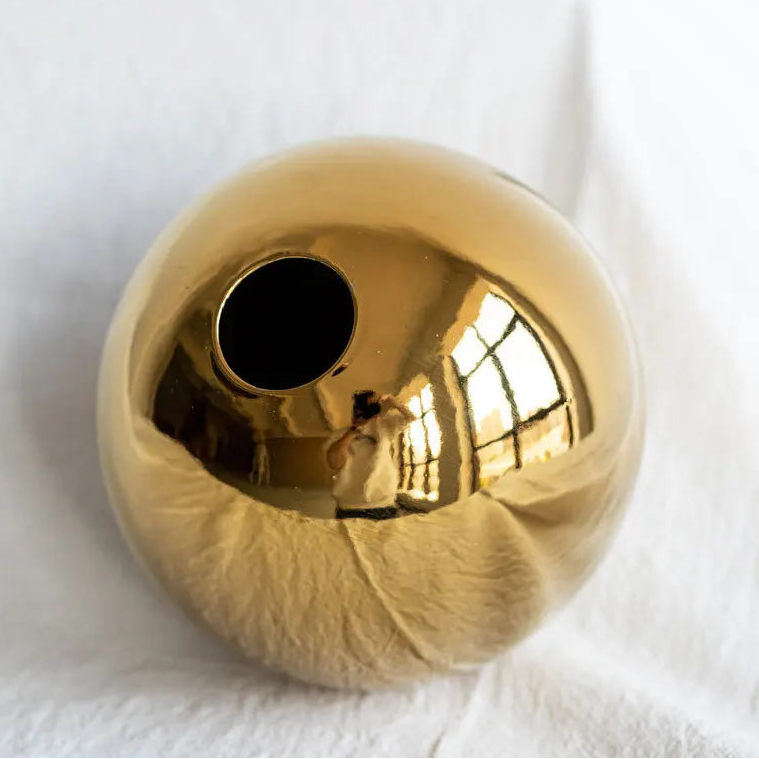 Plated Golden Ball Ceramic Vase