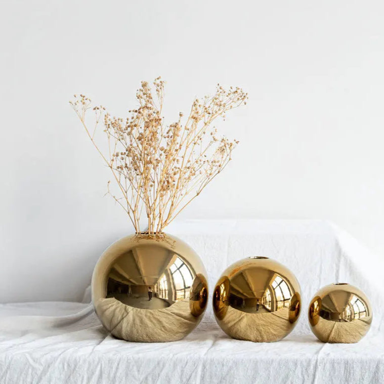 Plated Golden Ball Ceramic Vase
