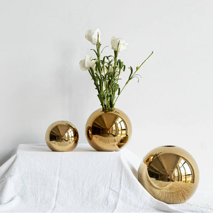 Plated Golden Ball Ceramic Vase