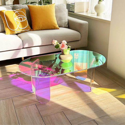 Iridescent Acrylic Coffee & Side Table – Modern Aesthetic Decor