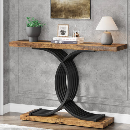 39-Inch Gold Console Table with Faux Marble Top