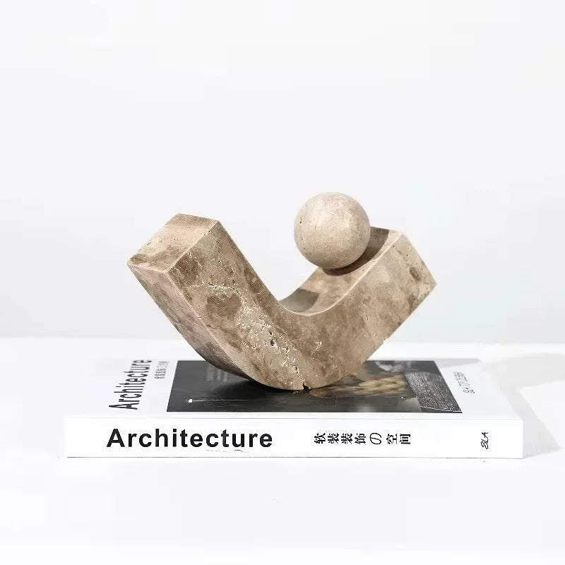 Geometric Arc Natural Stone Desk Sculpture