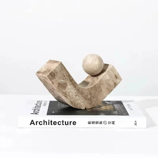 Geometric Arc Natural Stone Desk Sculpture