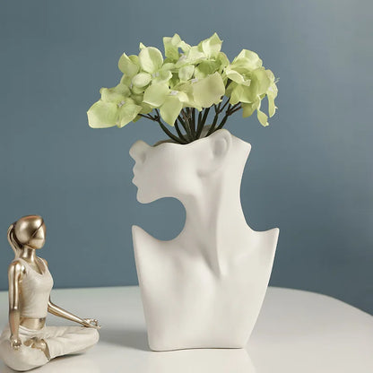 Nordic Ceramic Female Torso Vase – Minimalist Body Art Décor
