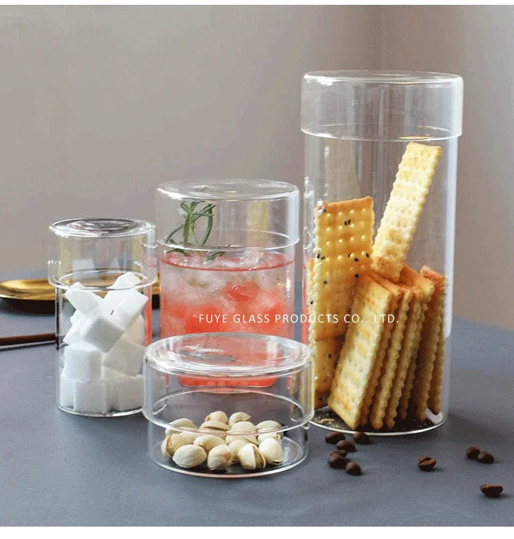 Modern Glass Kitchen Canister Set of 4