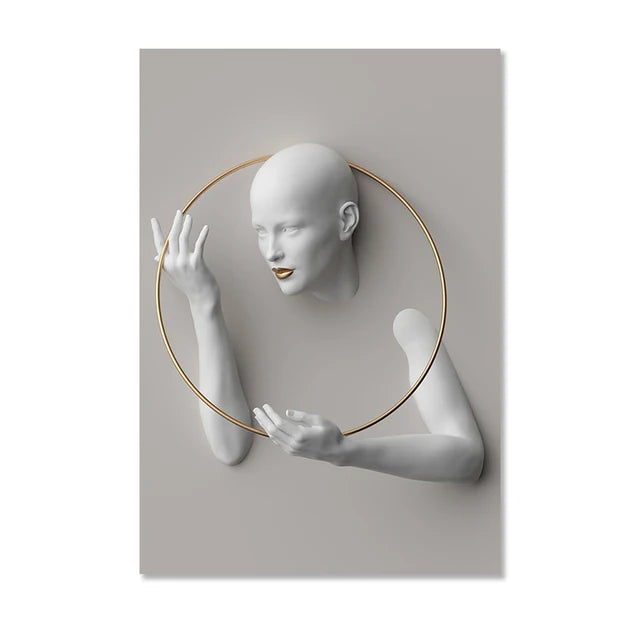Abstract Nordic Women Portrait Canvas Print