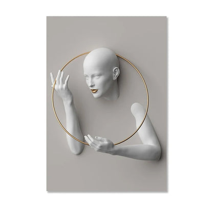 Abstract Nordic Women Portrait Canvas Print