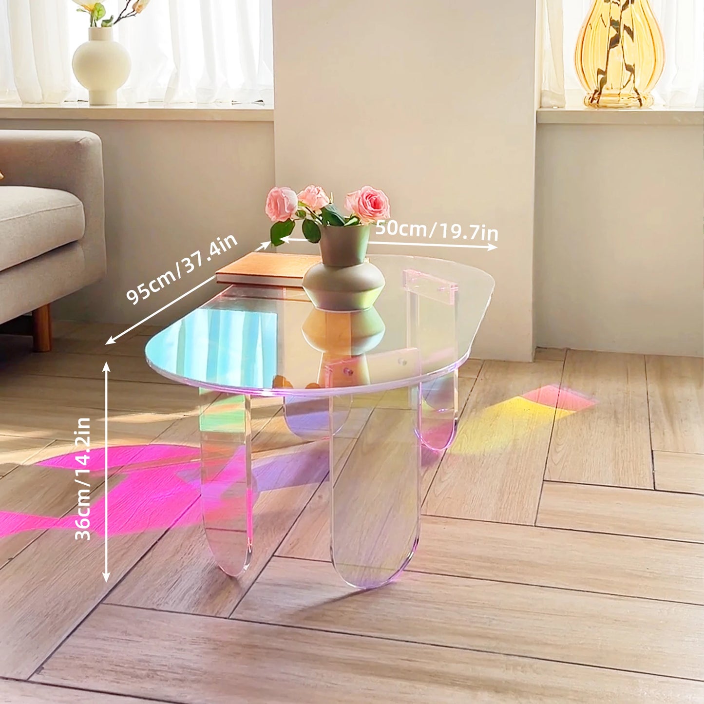Iridescent Acrylic Coffee & Side Table – Modern Aesthetic Decor