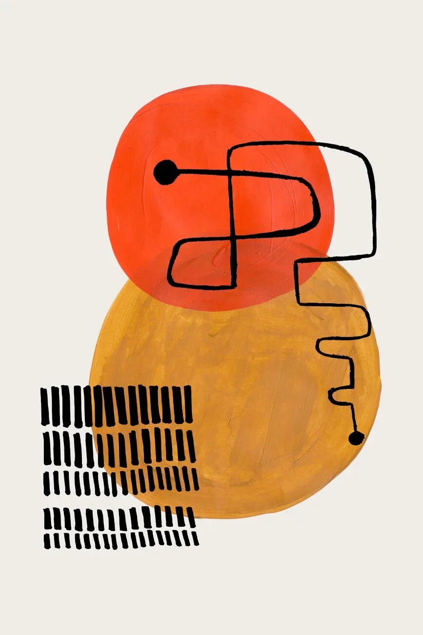 Mid-Century Abstract Orange Canvas Wall Art