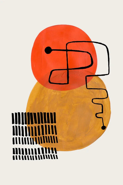 Mid-Century Abstract Orange Canvas Wall Art