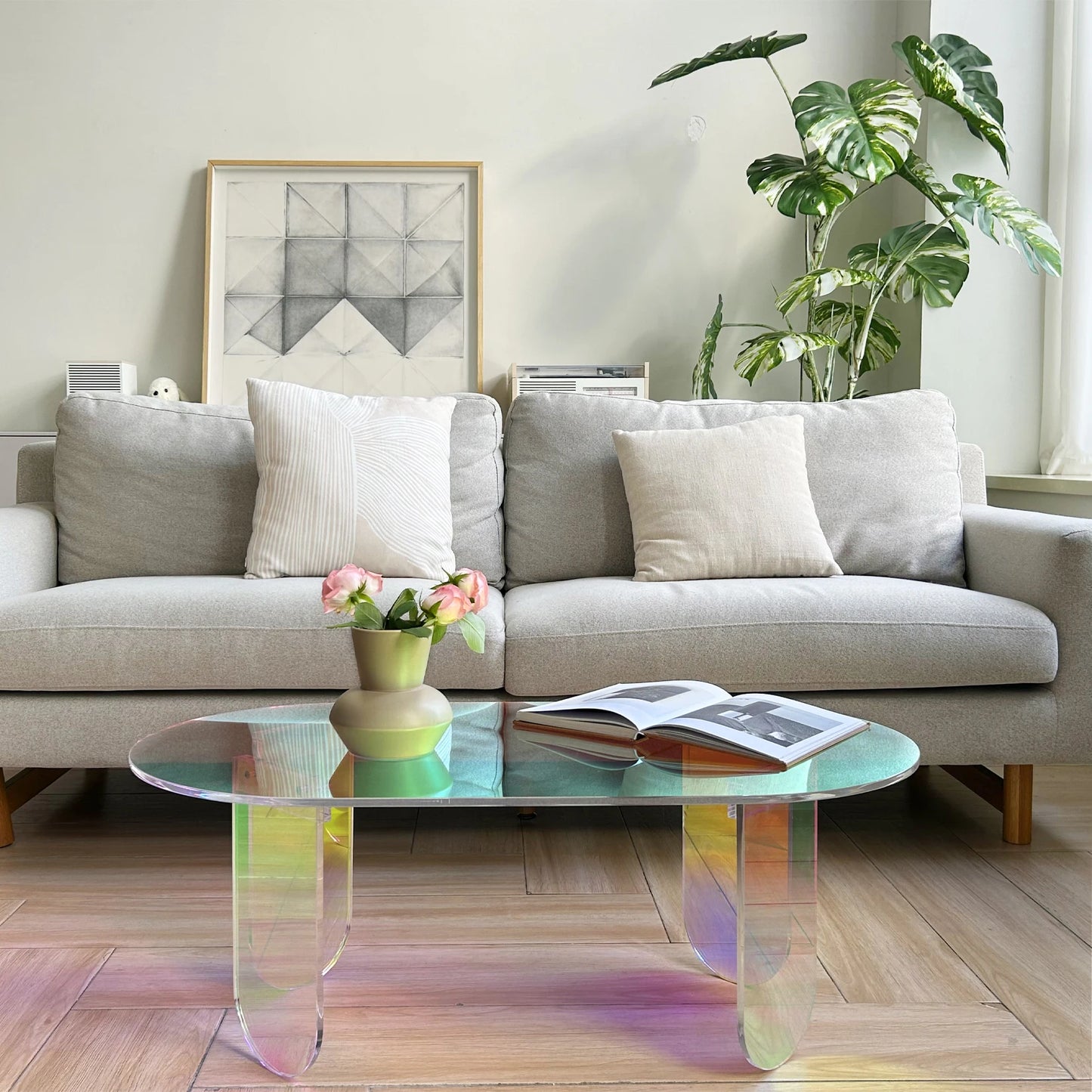 Iridescent Acrylic Coffee & Side Table – Modern Aesthetic Decor