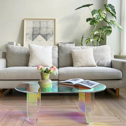Iridescent Acrylic Coffee & Side Table – Modern Aesthetic Decor
