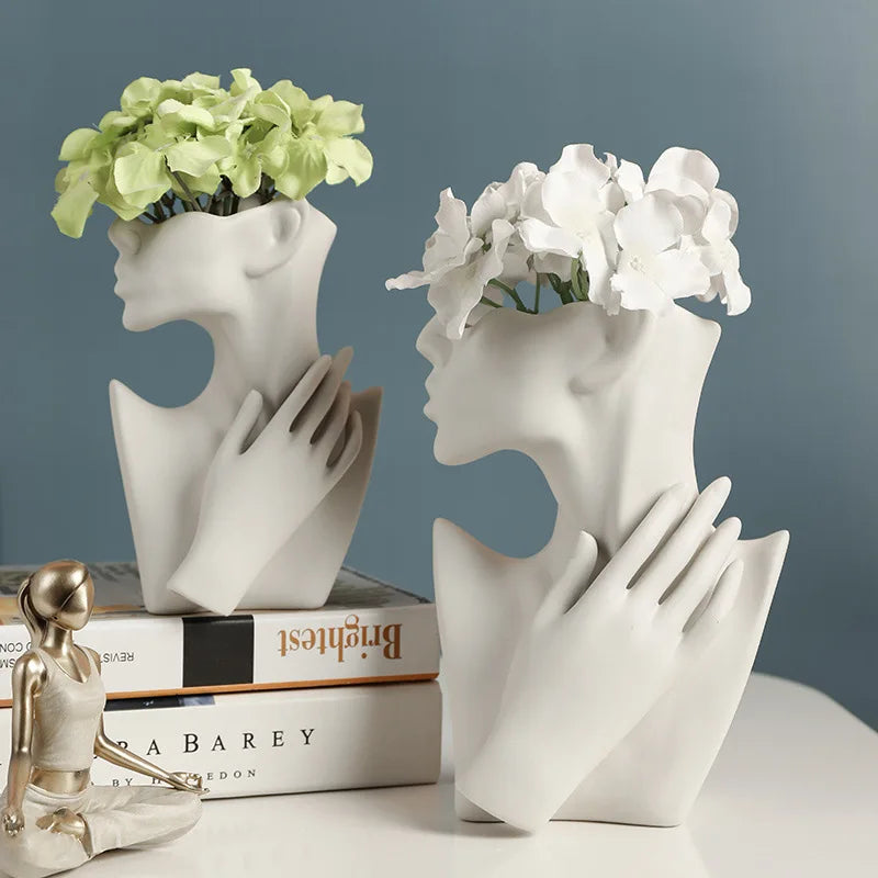 Nordic Ceramic Female Torso Vase – Minimalist Body Art Décor