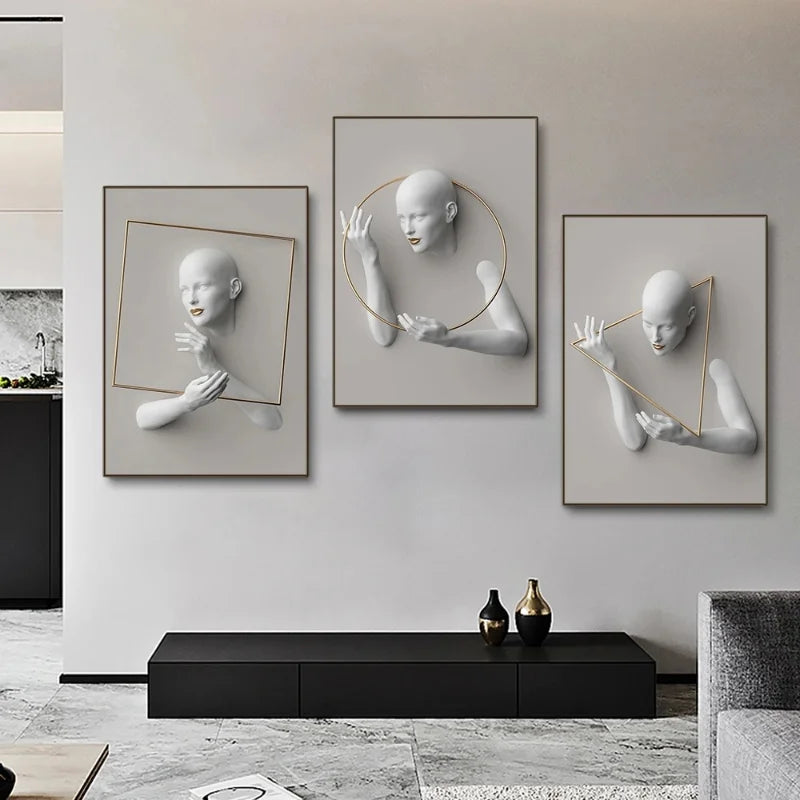 Abstract Nordic Women Portrait Canvas Print