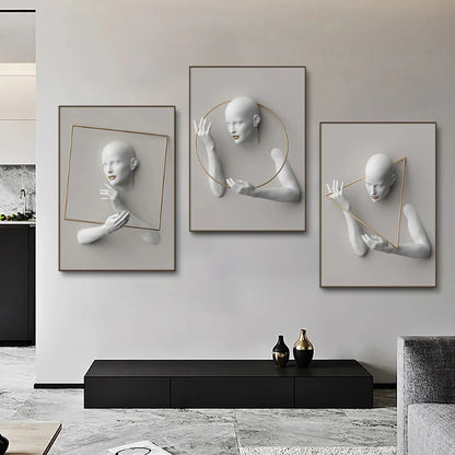 Abstract Nordic Women Portrait Canvas Print