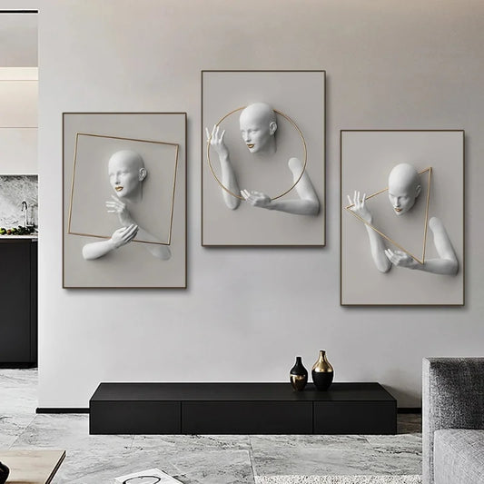 Abstract Nordic Women Portrait Canvas Print