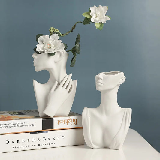 Nordic Ceramic Female Torso Vase – Minimalist Body Art Décor