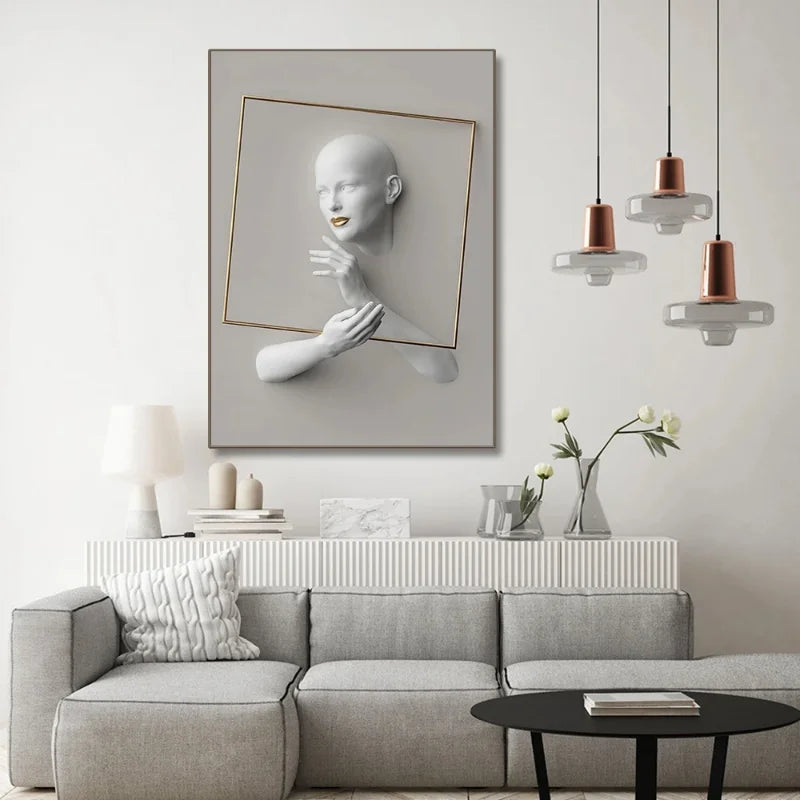 Abstract Nordic Women Portrait Canvas Print