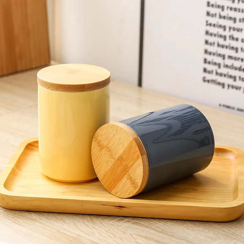 Nordic Ceramic Sealed Storage Jar with Bamboo Lid