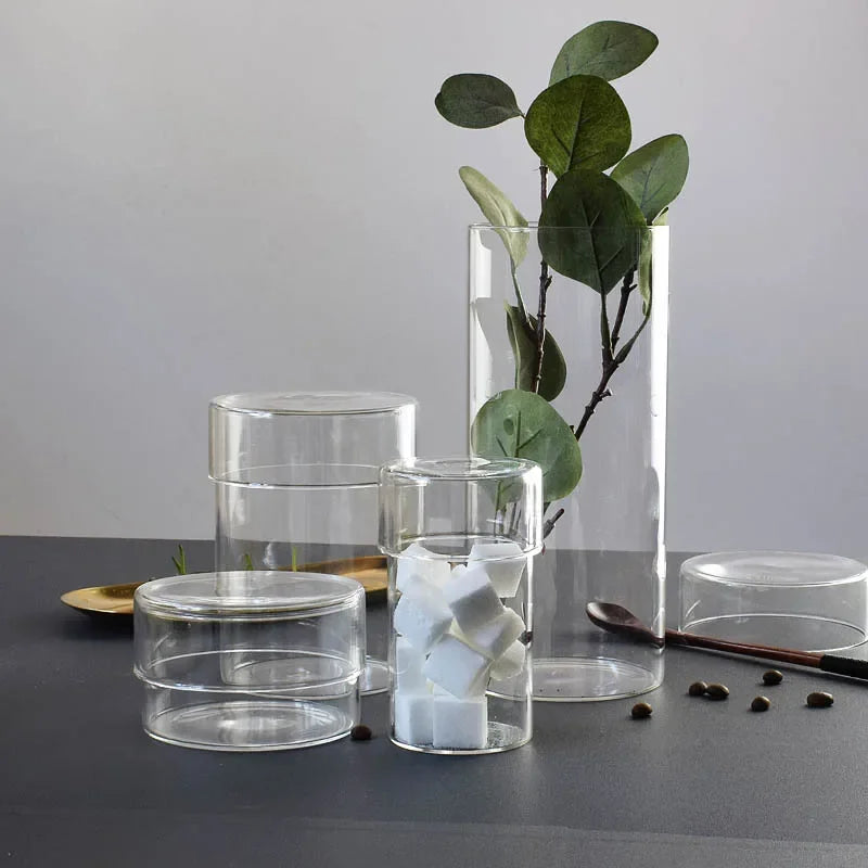 Modern Glass Kitchen Canister Set of 4
