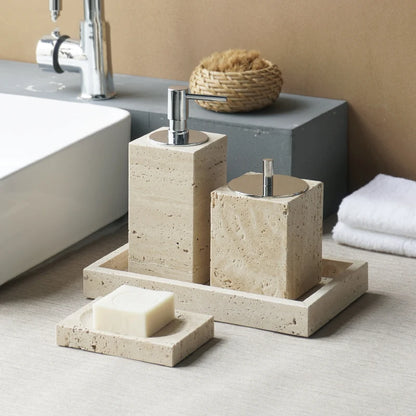 Beige Travertine Marble Bathroom Accessory Set