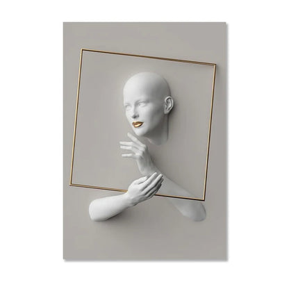Abstract Nordic Women Portrait Canvas Print