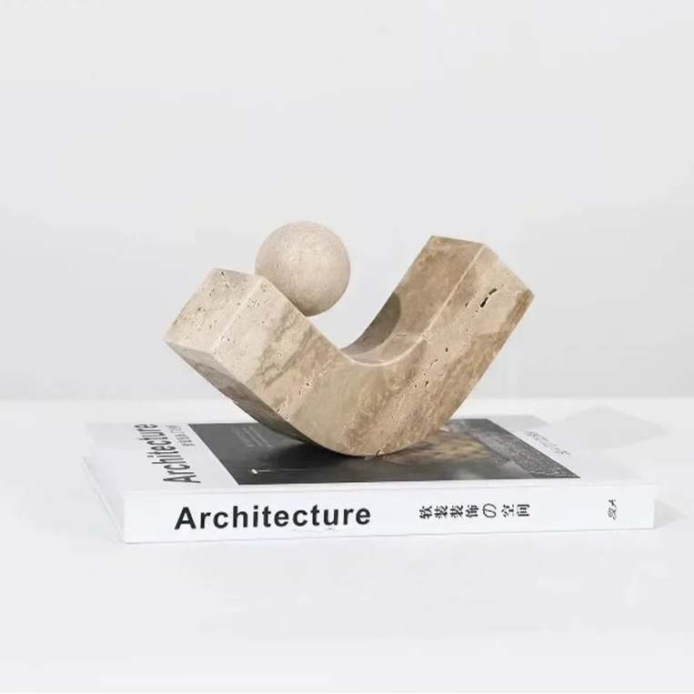 Geometric Arc Natural Stone Desk Sculpture