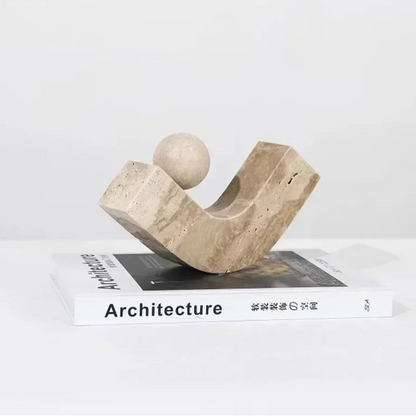 Geometric Arc Natural Stone Desk Sculpture