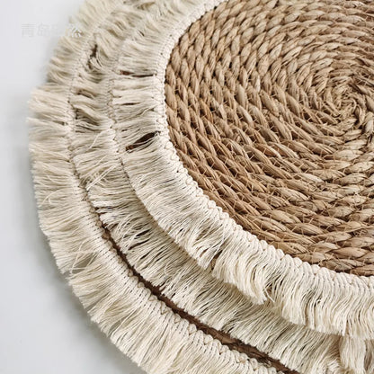 Handwoven Bohemian Tassel Straw Placemats