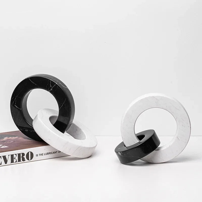 Minimalist Marble Ring Knot Sculpture