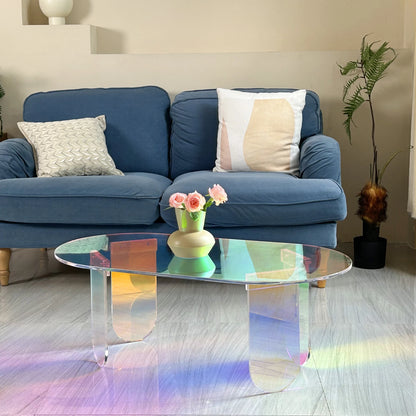 Iridescent Acrylic Coffee & Side Table – Modern Aesthetic Decor