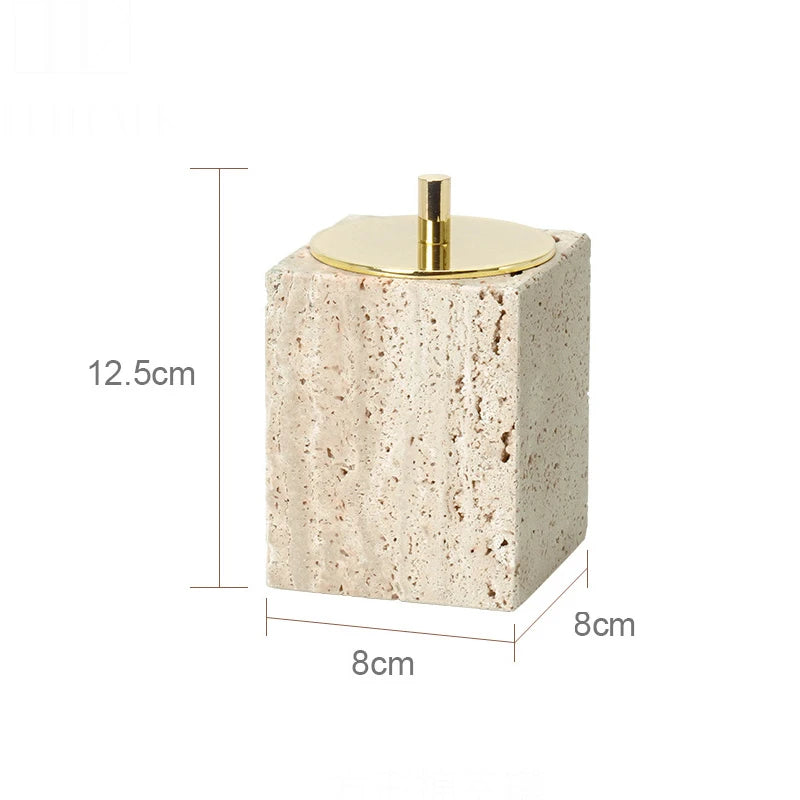 Beige Travertine Marble Bathroom Accessory Set