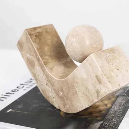Geometric Arc Natural Stone Desk Sculpture