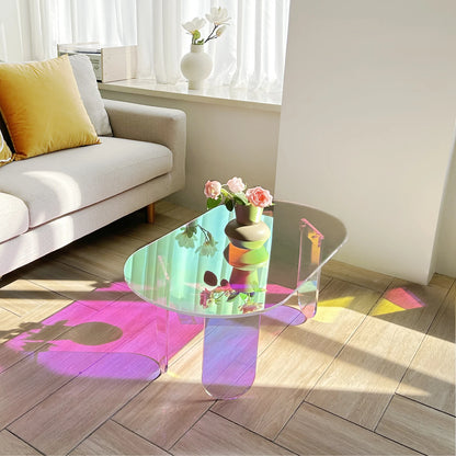 Iridescent Acrylic Coffee & Side Table – Modern Aesthetic Decor
