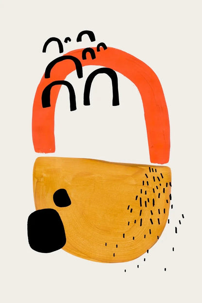 Mid-Century Abstract Orange Canvas Wall Art