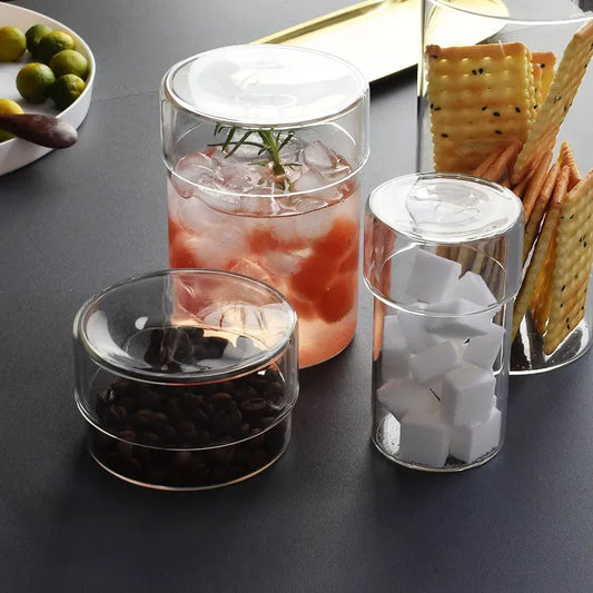 Modern Glass Kitchen Canister Set of 4