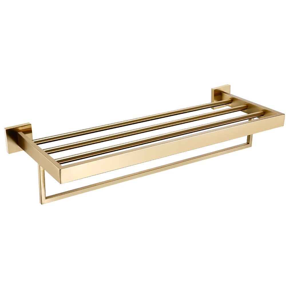Complete 6-Piece Brushed Gold Bathroom Hardware Kit