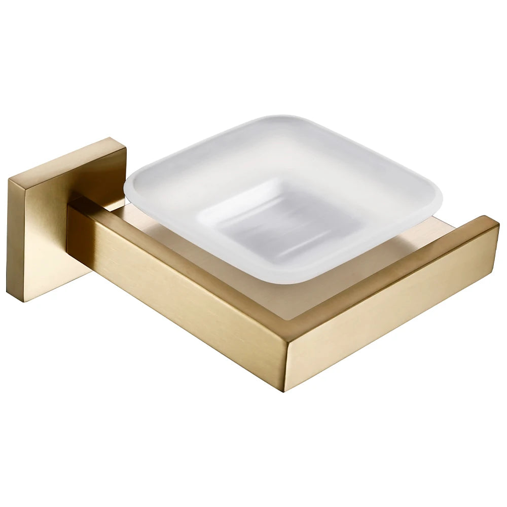 Complete 6-Piece Brushed Gold Bathroom Hardware Kit